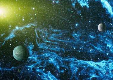 Fütürist soyut alan arkaplanı. Yıldızlı ve nebulalı gece gökyüzü. Bu görüntünün elementleri NASA tarafından desteklenmektedir