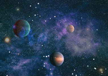 Fütürist soyut alan arkaplanı. Yıldızlı ve nebulalı gece gökyüzü. Bu görüntünün elementleri NASA tarafından desteklenmektedir