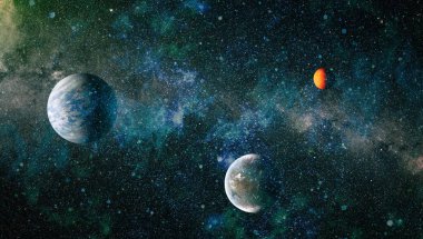 Fütürist soyut alan arkaplanı. Yıldızlı ve nebulalı gece gökyüzü. Bu görüntünün elementleri NASA tarafından desteklenmektedir