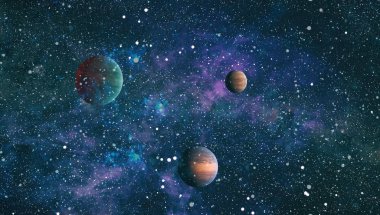 Fütürist soyut alan arkaplanı. Yıldızlı ve nebulalı gece gökyüzü. Bu görüntünün elementleri NASA tarafından desteklenmektedir