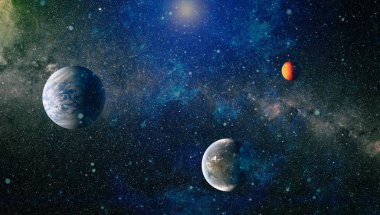 Fütürist soyut alan arkaplanı. Yıldızlı ve nebulalı gece gökyüzü. Bu görüntünün elementleri NASA tarafından desteklenmektedir