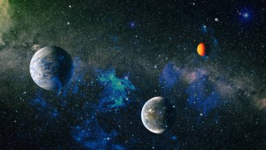 Fütürist soyut alan arkaplanı. Yıldızlı ve nebulalı gece gökyüzü. Bu görüntünün elementleri NASA tarafından desteklenmektedir