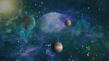 Patlama süpernovası. Parlak Yıldız Nebulası. Uzak galaksi. Soyut görüntü. Bu görüntünün elementleri NASA tarafından desteklenmektedir.