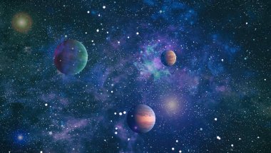 Patlama süpernovası. Parlak Yıldız Nebulası. Uzak galaksi. Soyut görüntü. Bu görüntünün elementleri NASA tarafından desteklenmektedir.