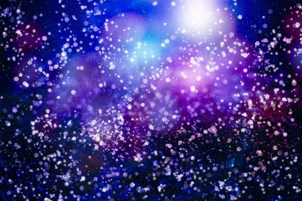 Winter Blauwe Hemel Met Dalende Sneeuw Sneeuwvlok Vakantie Winter Achtergrond — Stockfoto