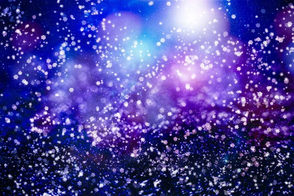 Céu Azul Inverno Com Neve Caindo Floco Neve Fundo Inverno — Fotografia de Stock