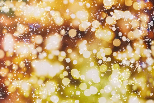 Abstrakter Hintergrund Aus Verschwommenen Gelben Lichtern Mit Bokeh Effekt Neujahr — Stockfoto