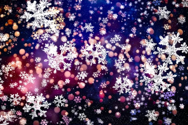 Cielo Blu Invernale Con Neve Che Cade Fiocco Neve Vacanza — Foto Stock