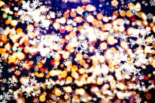 Winter Blue Sky Falling Snow Snowflake Holiday Winter Background Merry — Stock Photo, Image