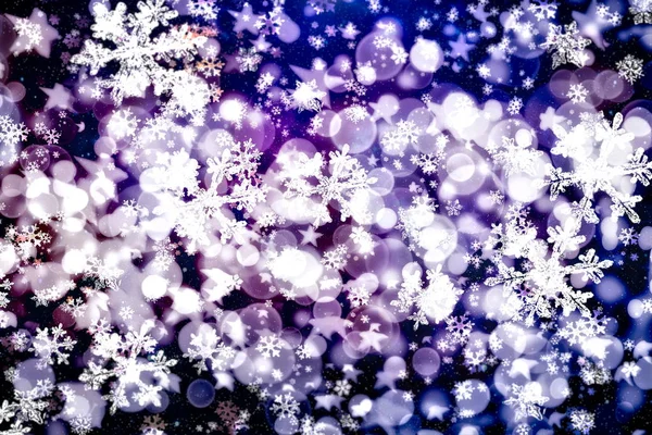 抽象闪烁的灯光和星星 喜庆的蓝色和白色波光粼粼的葡萄酒背景 — 图库照片