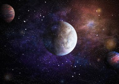 Uzaydaki gezegenler, yıldızlar ve galaksiler uzay keşiflerinin güzelliğini gösteriyor. NASA tarafından döşenmiş elementler