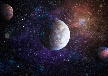 Uzaydaki gezegenler, yıldızlar ve galaksiler uzay keşiflerinin güzelliğini gösteriyor. NASA tarafından döşenmiş elementler