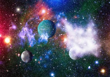 Uzaydaki gezegenler, yıldızlar ve galaksiler uzay keşiflerinin güzelliğini gösteriyor. NASA tarafından döşenmiş elementler