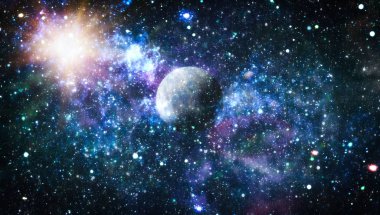 Uzaydaki gezegenler, yıldızlar ve galaksiler uzay keşiflerinin güzelliğini gösteriyor. NASA tarafından döşenmiş elementler