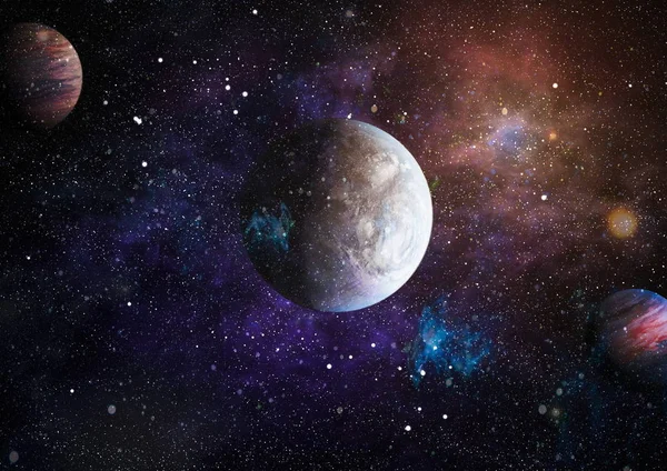 Uzaydaki gezegenler, yıldızlar ve galaksiler uzay keşiflerinin güzelliğini gösteriyor. NASA tarafından döşenmiş elementler