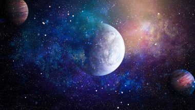 Parlak yıldız bulutsu. Uzak galaksi. Soyut resim. Nasa tarafından döşenmiş bu görüntü unsurları.