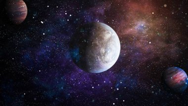 Parlak yıldız bulutsu. Uzak galaksi. Soyut resim. Nasa tarafından döşenmiş bu görüntü unsurları.