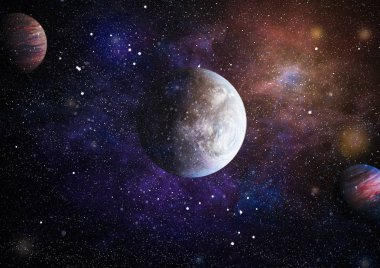 Parlak yıldız bulutsu. Uzak galaksi. Soyut resim. Nasa tarafından döşenmiş bu görüntü unsurları.