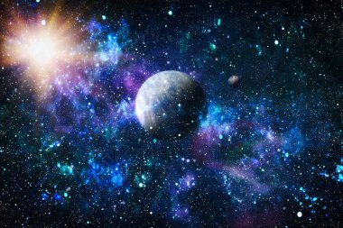 Uzaydaki gezegenler, yıldızlar ve galaksiler uzay keşiflerinin güzelliğini gösteriyor. NASA tarafından döşenmiş elementler