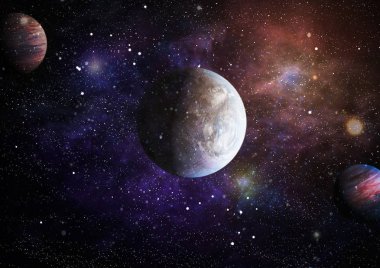 Uzaydaki gezegenler, yıldızlar ve galaksiler uzay keşiflerinin güzelliğini gösteriyor. NASA tarafından döşenmiş elementler