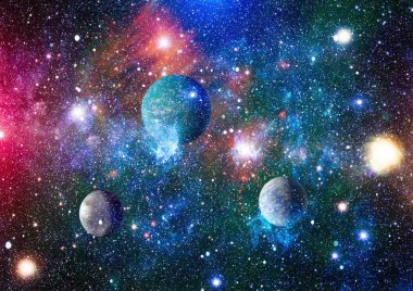 Uzaydaki gezegenler, yıldızlar ve galaksiler uzay keşiflerinin güzelliğini gösteriyor. NASA tarafından döşenmiş elementler
