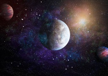 Uzaydaki gezegenler, yıldızlar ve galaksiler uzay keşiflerinin güzelliğini gösteriyor. NASA tarafından döşenmiş elementler