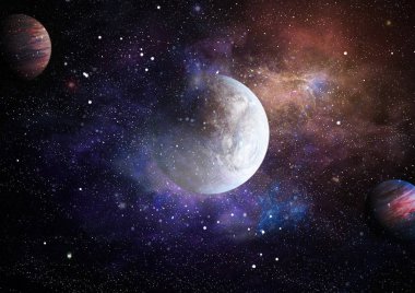 Uzaydaki gezegenler, yıldızlar ve galaksiler uzay keşiflerinin güzelliğini gösteriyor. NASA tarafından döşenmiş elementler