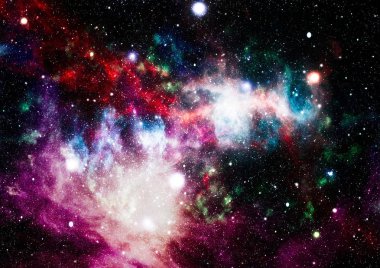 Gezegen ve galaksinin yıldızları serbest uzayda. Bu görüntünün elementleri NASA tarafından desteklenmektedir .