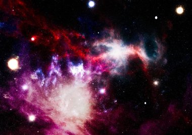 Gezegen ve galaksinin yıldızları serbest uzayda. Bu görüntünün elementleri NASA tarafından desteklenmektedir .