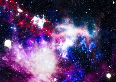 Gezegen ve galaksinin yıldızları serbest uzayda. Bu görüntünün elementleri NASA tarafından desteklenmektedir .