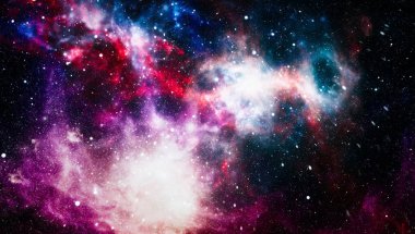 Gezegen ve galaksinin yıldızları serbest uzayda. Bu görüntünün elementleri NASA tarafından desteklenmektedir .