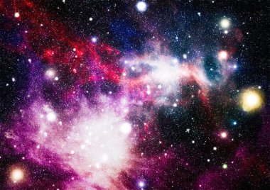 Gezegen ve galaksinin yıldızları serbest uzayda. Bu görüntünün elementleri NASA tarafından desteklenmektedir .