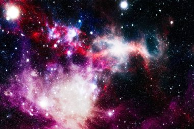 Gezegen ve galaksinin yıldızları serbest uzayda. Bu görüntünün elementleri NASA tarafından desteklenmektedir .