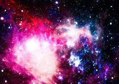 Gezegen ve galaksinin yıldızları serbest uzayda. Bu görüntünün elementleri NASA tarafından desteklenmektedir .