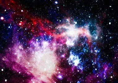 Gezegen ve galaksinin yıldızları serbest uzayda. Bu görüntünün elementleri NASA tarafından desteklenmektedir .