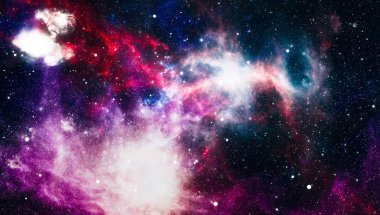 Gezegen ve galaksinin yıldızları serbest uzayda. Bu görüntünün elementleri NASA tarafından desteklenmektedir .