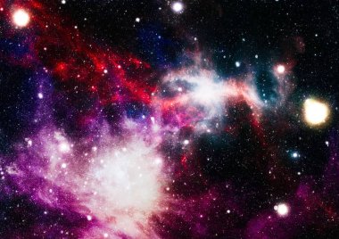 Gezegen ve galaksinin yıldızları serbest uzayda. Bu görüntünün elementleri NASA tarafından desteklenmektedir .