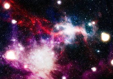 Gezegen ve galaksinin yıldızları serbest uzayda. Bu görüntünün elementleri NASA tarafından desteklenmektedir .