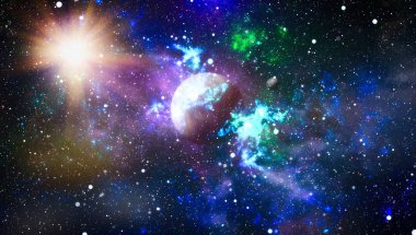 alan arka plan soyut. Gece gökyüzünde yıldızlar ve bulutsu. Nasa tarafından döşenmiş bu görüntü unsurları