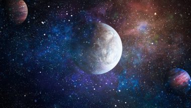 Parlak yıldız bulutsu. Uzak galaksi. Soyut resim. Nasa tarafından döşenmiş bu görüntü unsurları.