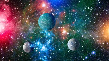 Parlak yıldız bulutsu. Uzak galaksi. Soyut resim. Nasa tarafından döşenmiş bu görüntü unsurları.