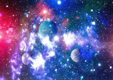 Parlak yıldız bulutsu. Uzak galaksi. Soyut resim. Nasa tarafından döşenmiş bu görüntü unsurları.