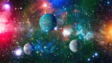 Parlak yıldız bulutsu. Uzak galaksi. Soyut resim. Nasa tarafından döşenmiş bu görüntü unsurları.