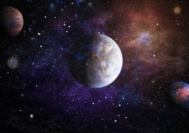 Parlak yıldız bulutsu. Uzak galaksi. Soyut resim. Nasa tarafından döşenmiş bu görüntü unsurları.