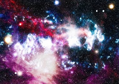 Parlak yıldız bulutsu. Uzak galaksi. Soyut resim. Nasa tarafından döşenmiş bu görüntü unsurları.