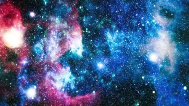 Parlak yıldız bulutsu. Uzak galaksi. Soyut resim. Nasa tarafından döşenmiş bu görüntü unsurları.