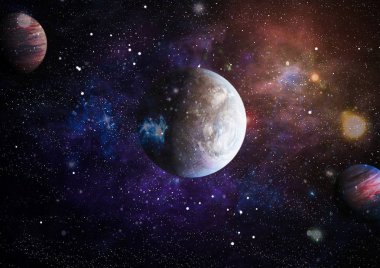 Parlak yıldız bulutsu. Uzak galaksi. Soyut resim. Nasa tarafından döşenmiş bu görüntü unsurları.