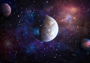 Parlak yıldız bulutsu. Uzak galaksi. Soyut resim. Nasa tarafından döşenmiş bu görüntü unsurları.