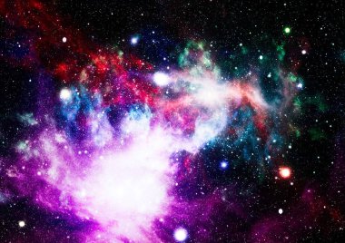 Parlak yıldız bulutsu. Uzak galaksi. Soyut resim. Nasa tarafından döşenmiş bu görüntü unsurları.