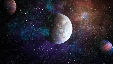 Parlak yıldız bulutsu. Uzak galaksi. Soyut resim. Nasa tarafından döşenmiş bu görüntü unsurları.